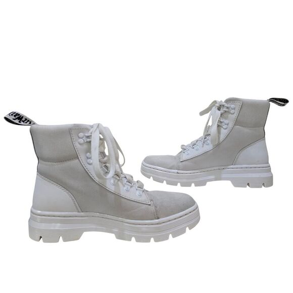 Dr. Martens Canvas Combat Boots White/Gray Lace Up Grunge Women's Size 8 - Picture 2 of 9